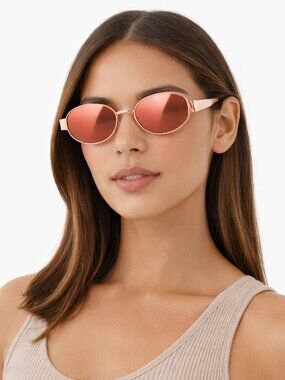 Rose Gold Oval Retro Sunglasses | Vintage-Inspired Frame | 100% UV | NWOT | Y2K